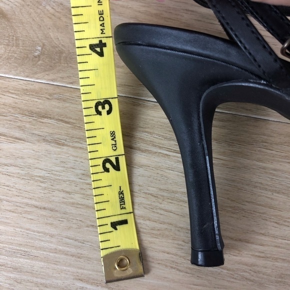 Black Sequined Evening Shoes with Ankle Strap Sz9 - Picture 8 of 8